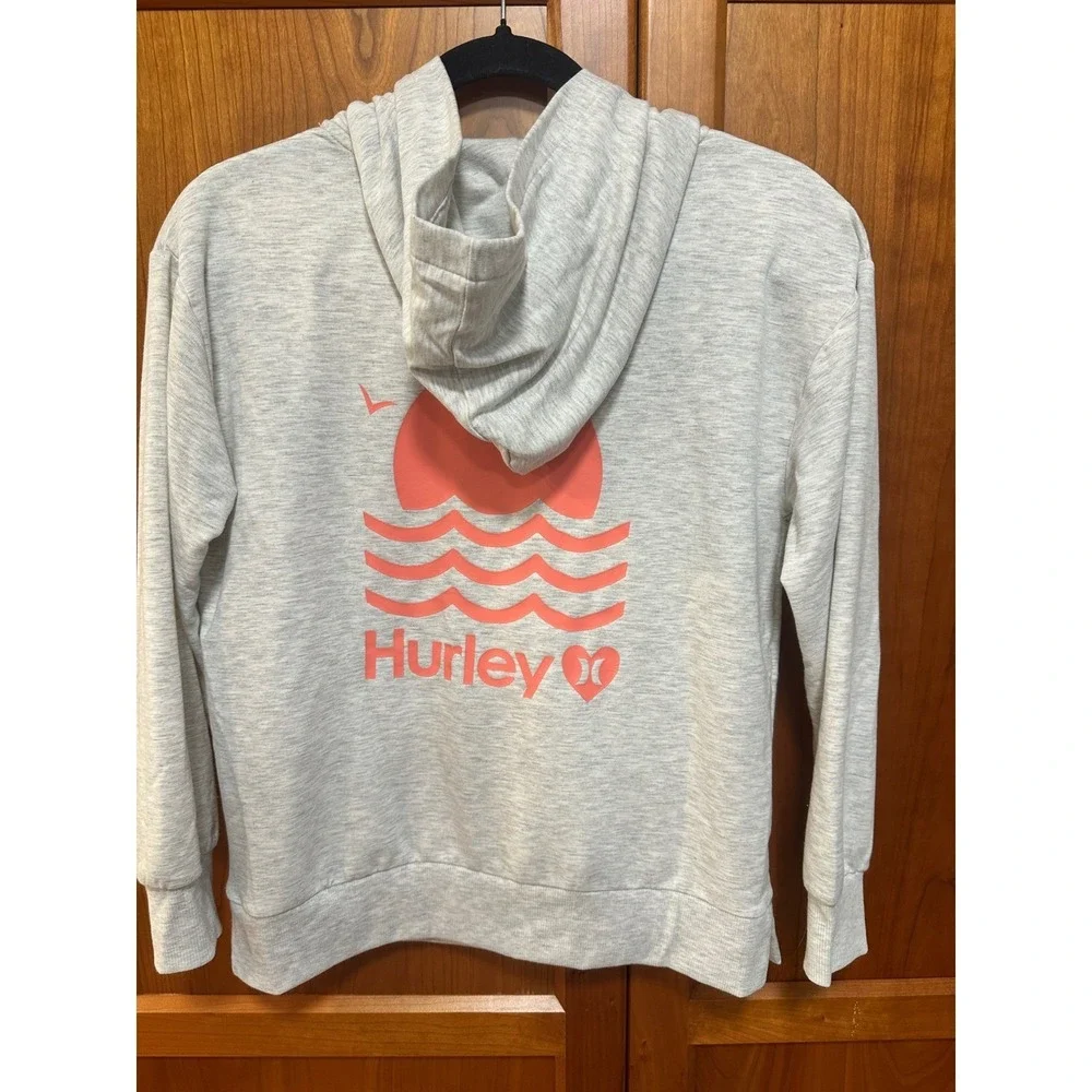 Hurley Kids Gray Heather‎ Sunset Graphic Hoodie Sweatshirt Size M 10/12